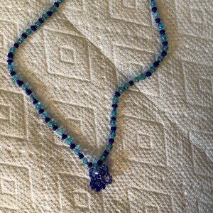 One-of-a-kind handmade beaded necklace 18" long for women and girls